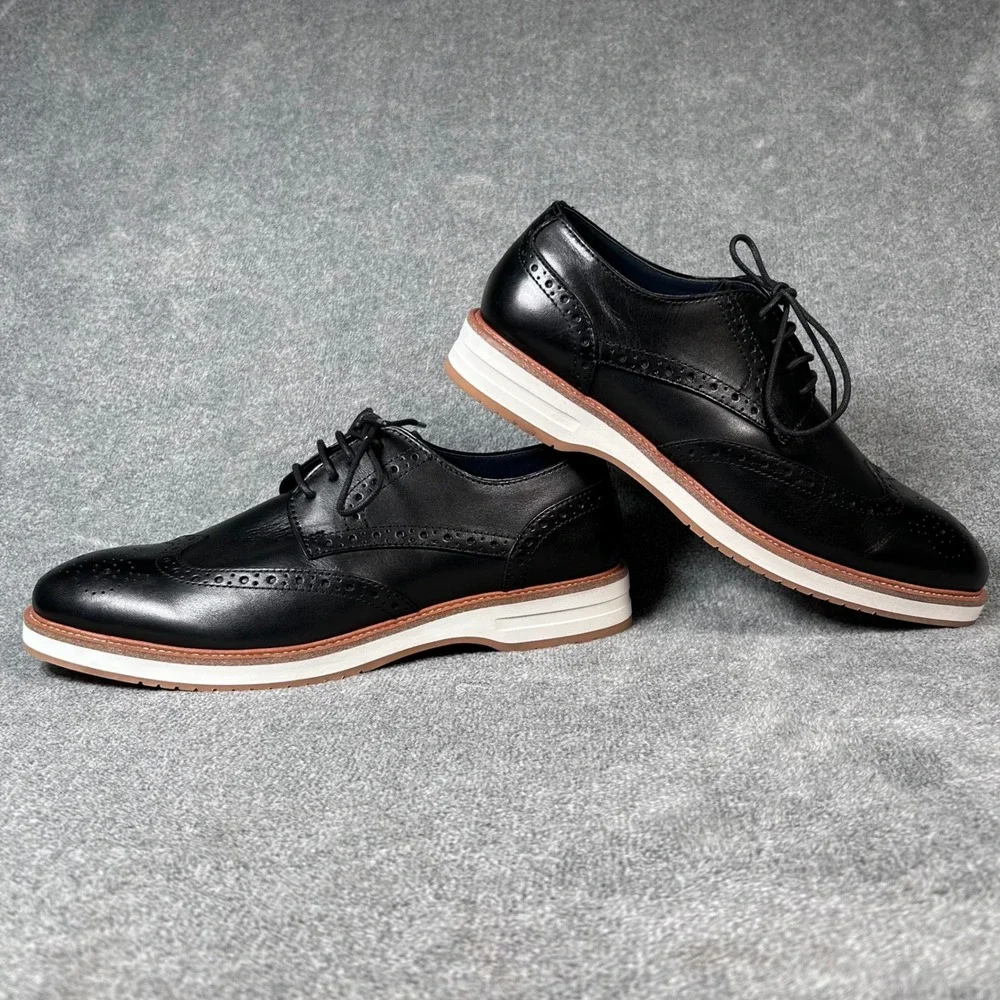 Jos A Bank Wingtip Derby Oxford Dress Shoes Mens Black Leather 9.5 42T4 01 - New